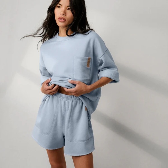 Lunya Silksweats™ Midweight‎ Reversible Short Welkin Blue Size Large - Picture 2 of 10